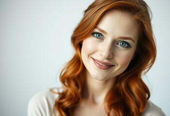 Fototapeta premium Female portrait with red hair and gentle smile
