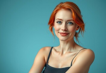 Fototapeta premium Photorealistic portrait of a female with red hair