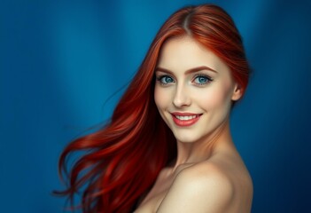 Fototapeta premium Female portrait with red hair and soft focus