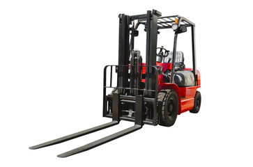 Powerful electric forklift, front view