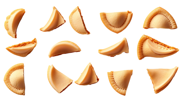 Fortune Cookie Cookies Biscuit Wafer Pastry Dessert in Transparent Cutout. high resolution PNG file
