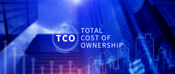 TCO concept. Total Cost of Ownership, purchase price of an asset plus the costs of operation,...