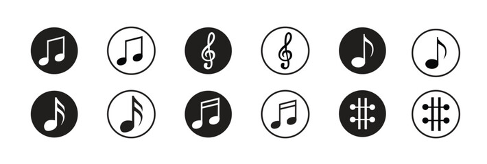 Music notes icon set. Musical key symbols. Music notes symbol vector illustration.