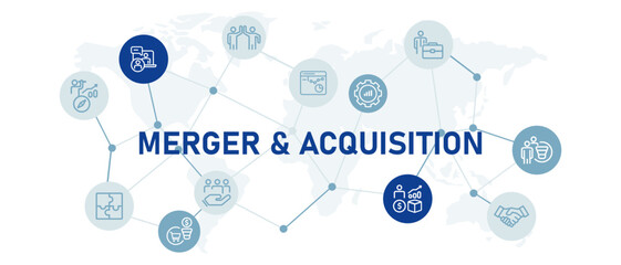 Merger and Acquisition concept highlighting corporate takeover business collaboration company integration and work agreement for job development and strategic partnership