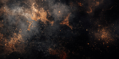 Obraz premium Dark grunge background with scratches and brown powder splashes