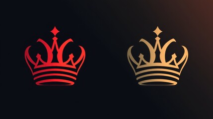 Red and gold crown symbols on dark background - elegant royalty design elements