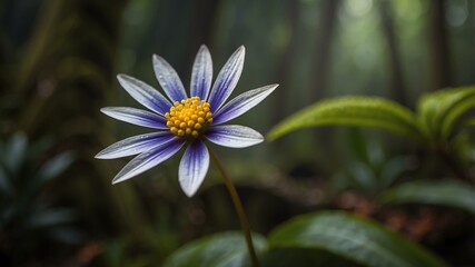 Obraz premium closeup of a wildflower on a rainforest background