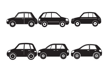 A basic car design with two wheels and windows, vector style