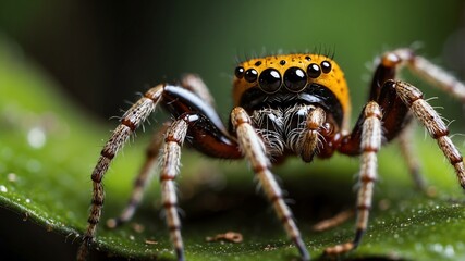 closeup of a spider on a rainforest background