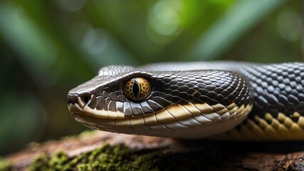 Obraz premium closeup of a snake on a rainforest background