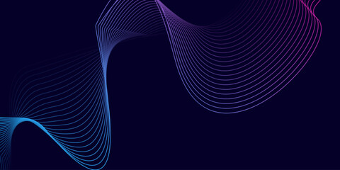 Abstract blue background with glowing wave. Shiny moving lines design element. Modern pink blue gradient flowing wave lines. Futuristic technology concept.