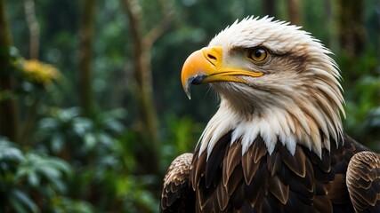 Fototapeta premium closeup of a eagle on a rainforest background