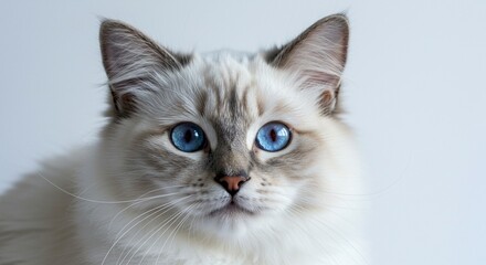 Obraz premium Adorable Ragdoll Kitten Fluffy Pet Blue Eyes Cute Cat