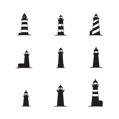 lighthouses silhouette vector art illustration