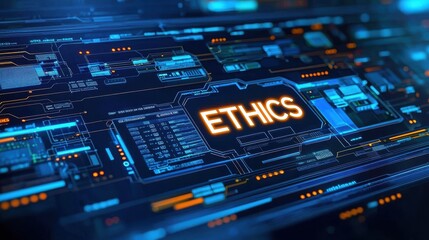 Obraz premium Digital interface displaying the word 