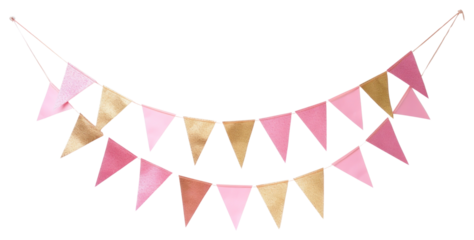 PNG Pink and gold festival party bunting celebration decoration bulldozer.