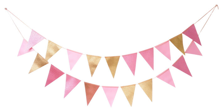 PNG Pink and gold festival party bunting celebration decoration bulldozer.