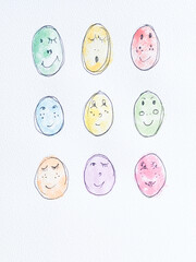 Real Aquarelle Paint Eggs on Textured Paper