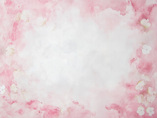 Obraz premium Pink watercolor background with white flowers and gold glitter