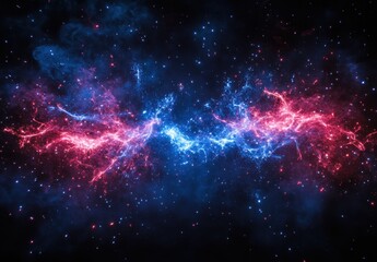 Fototapeta premium Vibrant Cosmic Nebula with Blue and Pink Gas Clouds Illuminating the Depths of Space in a Stunning Astronomical Display