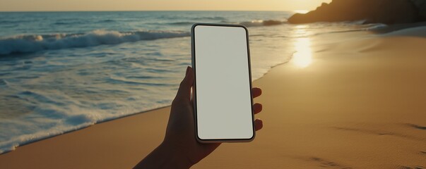 Summer Vacation Bliss Capturing the perfect Smartphone Snapshot during a relaxing day on the sunny beach, filled with joy and memorable moments shared with family and friends and natures beauty