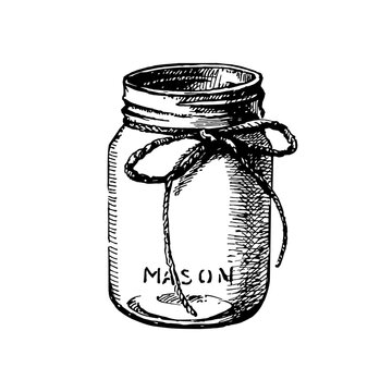 recommend clip art: Rustic, mason and canning jar. Sketch design element. Vector hand drawn illustration