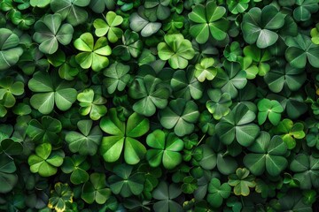Green clover leaves natural background. shamrocks, symbol of St.Patrick's day. 17 march holiday concept. banner. flat lay. copy space. MZ