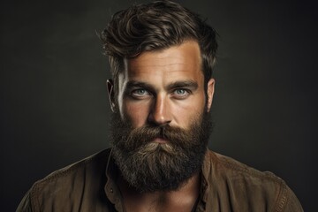 Fototapeta premium Handsome Bearded Man Portrait with Fun Expression in Casual Attire