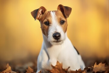 Obraz premium Happy Fox Terrier Dog Enjoying the Beauty of Park Nature. Close-up Shot of a Cute and Affectionate Breed Playing on the Lawn - Veterinary Concept