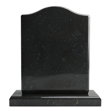 isolated blank black granite tombstone