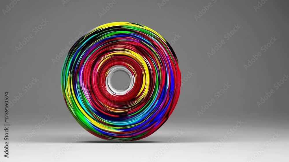 Poster brightly colored swirling lines create a mesmerizing abstract design, forming a circular shape with 