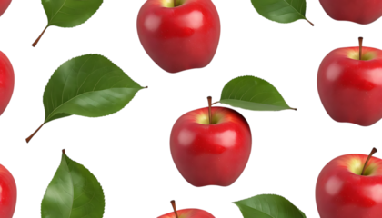  3D Vibrant Red Apple with Leaf Perfectly Ripe for Picking
