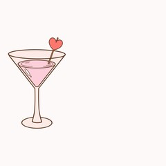 cocktail with cherry valentines cartoon 