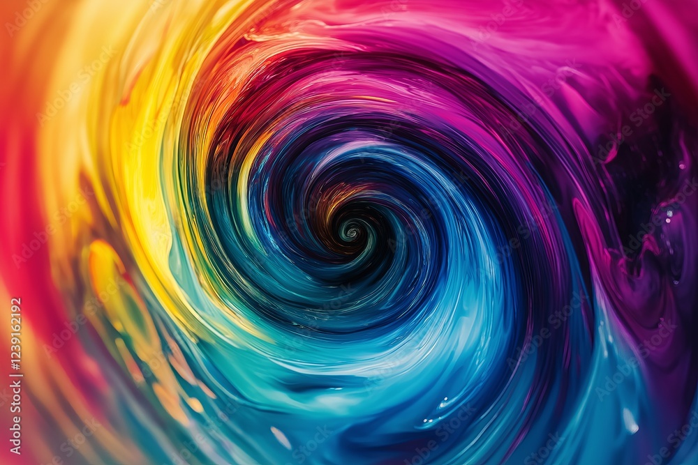 Poster A psychedelic swirl of liquid rainbow colors, creating an infinite vortex effect
