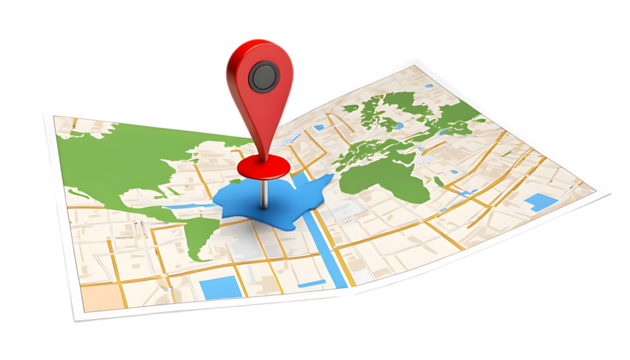 3d Locator mark on map showing path