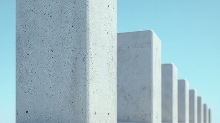 Obraz premium Concrete pillars receding into a clear sky; architectural design