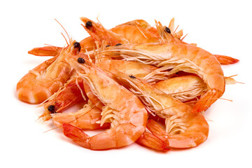 Shrimps, king prawns, isolated on white background