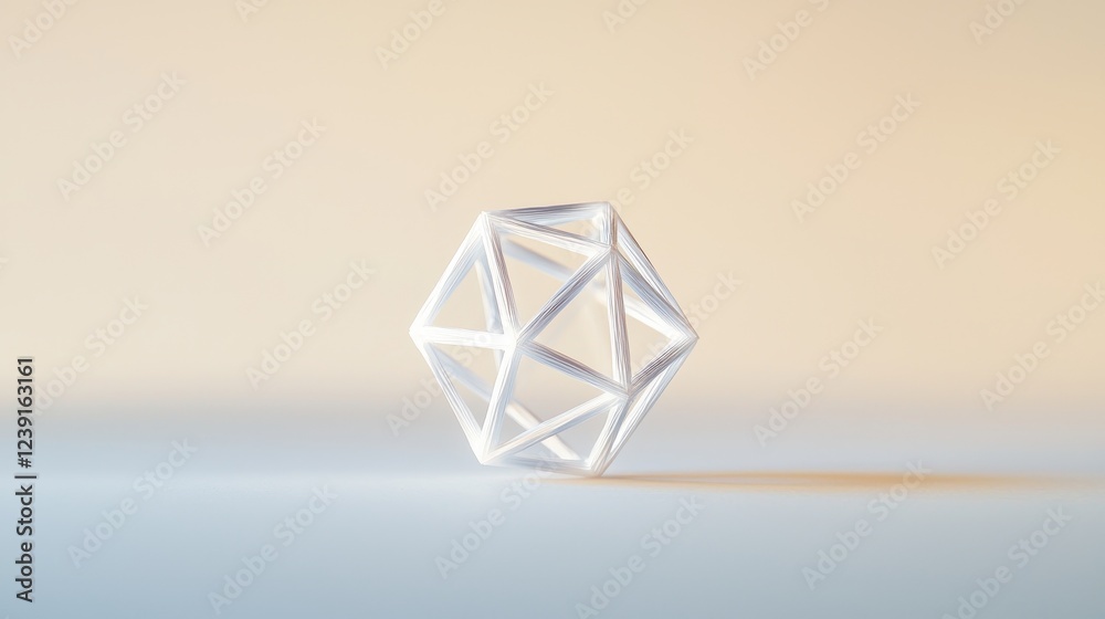 Poster intricate diamond-like structure of carbon in a minimalist display on a soft background