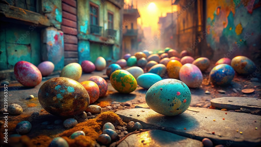 Wall mural Pastel Easter Eggs Watercolor Urban Exploration Photography