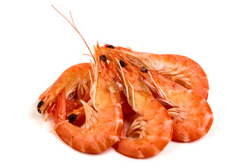 Shrimps, king prawns, isolated on white background