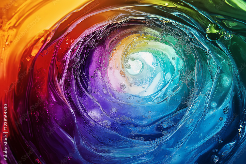 Poster A psychedelic swirl of liquid rainbow colors, creating an infinite vortex effect