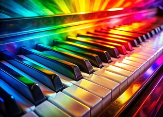 Piano Keys Painted with Rainbow Colors