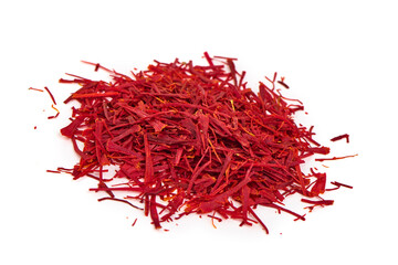 Naklejka premium High-Quality Saffron Threads Isolated on White Background