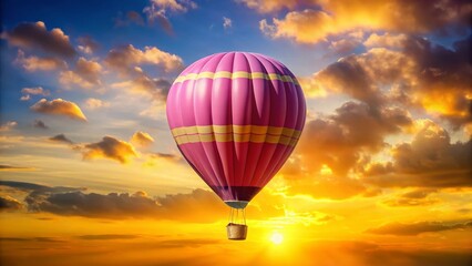Fototapeta premium Pink Egg Air Balloon Floating in Yellow Sky
