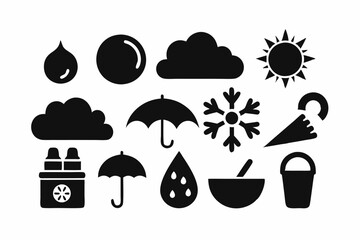 Weather and Nature Icons Collection, Weather silhouette vector illustration 