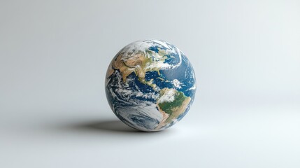 Fototapeta premium A minimalist 3D illustration of a white globe featuring black outlines of continents,