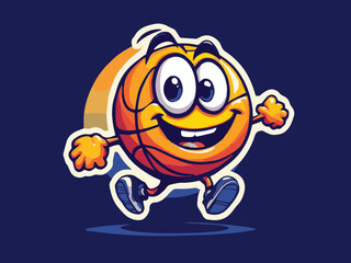 funny cartoon basketball logo illustration
