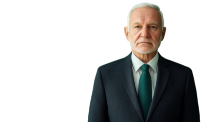 Senior businessman posing with transparent background