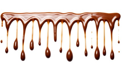 Melting Chocolate on White Background. Delicious Melted Chocolate Dripping Down. Perfect for Food and Dessert Concept