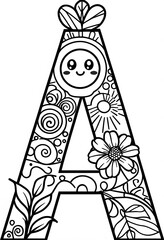  Intricate Black and White Letter A Coloring Page Design